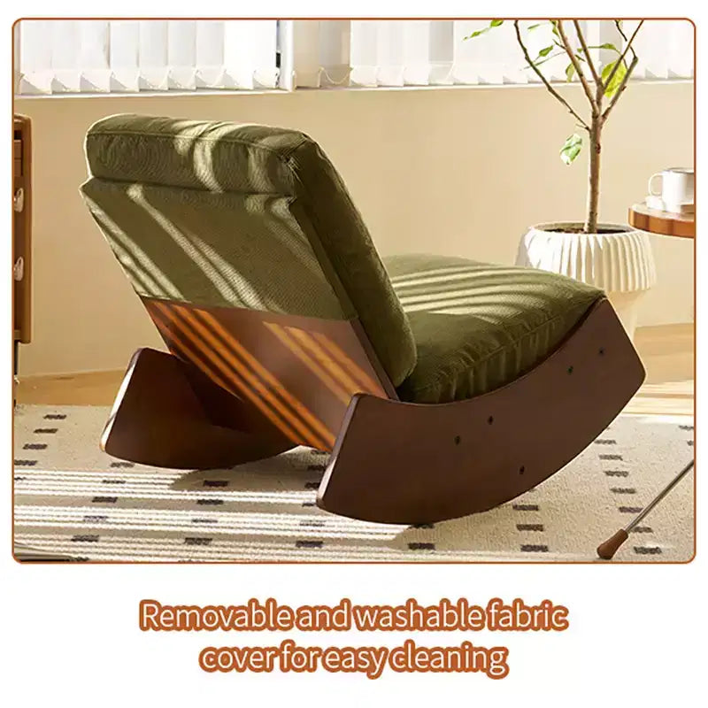 Fauteuil à bascule planeur confortable Rembourrage Fauteuil planeur Cadre en bois massif Plusieurs réglages Fauteuil de lecture d'appoint