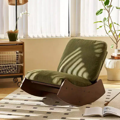 Comfortable Glider Rocking Chair Upholstery Glider Chair Solid Wood Frame Multiple Settings Accent Reading Chair