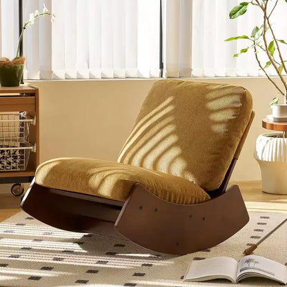 Fauteuil à bascule planeur confortable Rembourrage Fauteuil planeur Cadre en bois massif Plusieurs réglages Fauteuil de lecture d'appoint