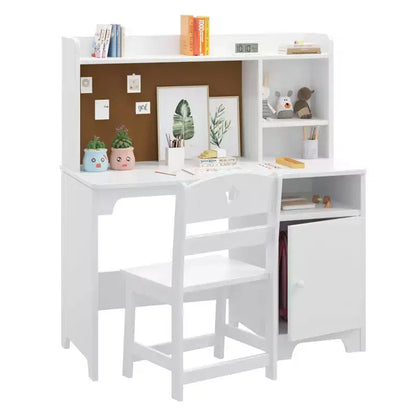 Ensemble bureau et chaise pour enfant avec rangement, table d'apprentissage ergonomique pour tout-petit avec étagère, bois composite, 3-8 ans