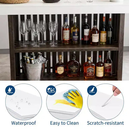 63 Grande unité de bar à domicile, table de pub haute de 2 niveaux pour îlot de cuisine avec repose-pieds, table de pub moderne pour salle à manger, bistro, salon