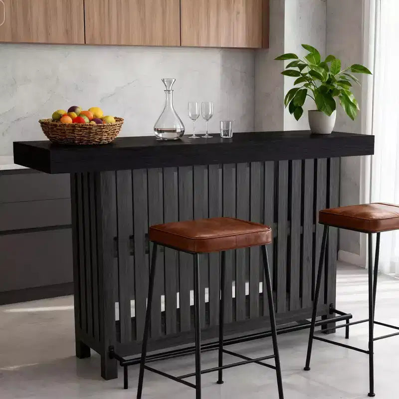 63 Grande unité de bar à domicile, table de pub haute de 2 niveaux pour îlot de cuisine avec repose-pieds, table de pub moderne pour salle à manger, bistro, salon