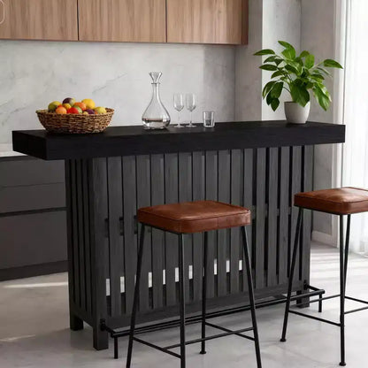 63 Grande unité de bar à domicile, table de pub haute de 2 niveaux pour îlot de cuisine avec repose-pieds, table de pub moderne pour salle à manger, bistro, salon