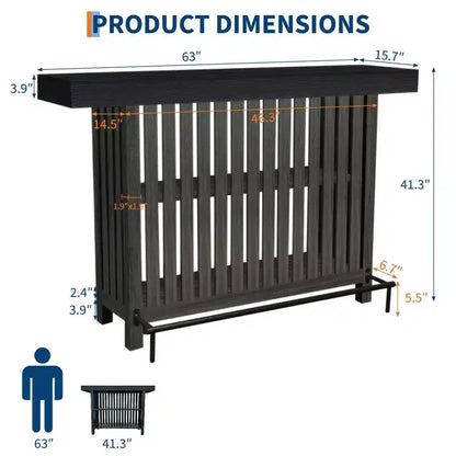 63 Grande unité de bar à domicile, table de pub haute de 2 niveaux pour îlot de cuisine avec repose-pieds, table de pub moderne pour salle à manger, bistro, salon