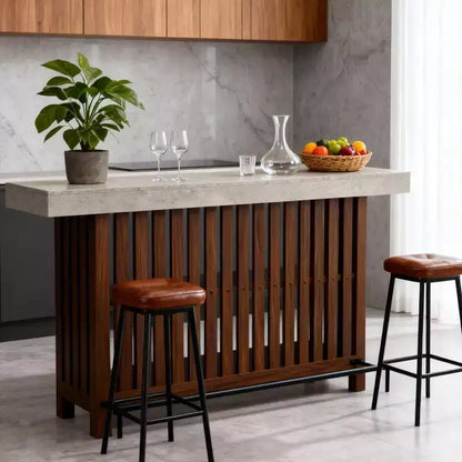 63 Grande unité de bar à domicile, table de pub haute de 2 niveaux pour îlot de cuisine avec repose-pieds, table de pub moderne pour salle à manger, bistro, salon