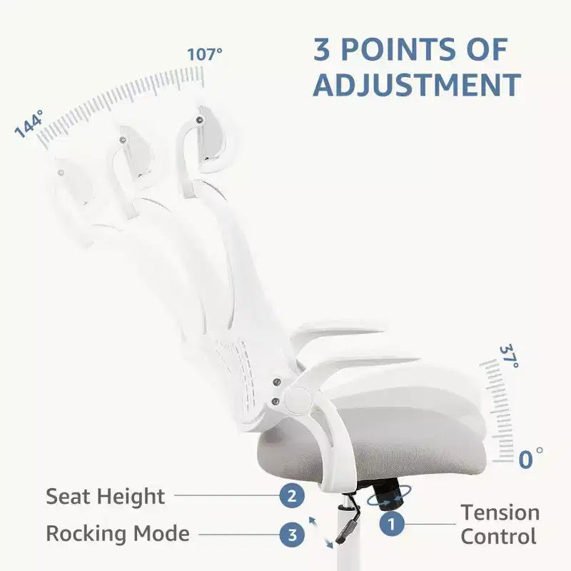 Chaise de Bureau Ergonomique TUYOHW, Chaise de Bureau à Dossier Haut en Maille avec Appui-tête Réglable et Accoudoirs Relevables, Coussin Épais