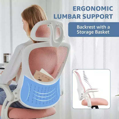 Chaise de Bureau Ergonomique TUYOHW, Chaise de Bureau à Dossier Haut en Maille avec Appui-tête Réglable et Accoudoirs Relevables, Coussin Épais