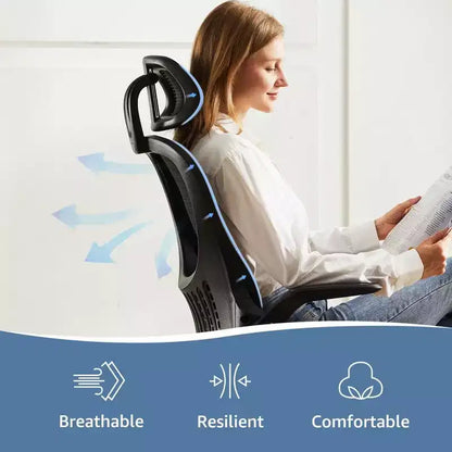 Chaise de Bureau Ergonomique TUYOHW, Chaise de Bureau à Dossier Haut en Maille avec Appui-tête Réglable et Accoudoirs Relevables, Coussin Épais
