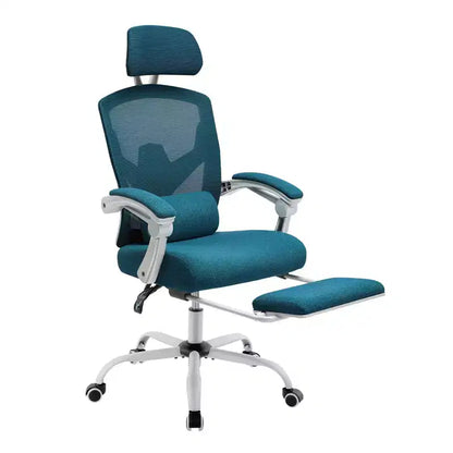 TUYOHW Chaise de bureau en maille pivotante à roulettes avec repose-pieds rétractable, chaise de gamer avec coussin de soutien lombaire pour le bureau