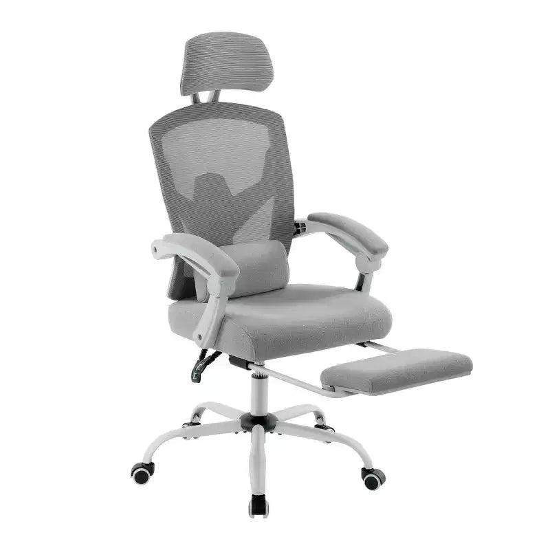 TUYOHW Chaise de bureau en maille pivotante à roulettes avec repose-pieds rétractable, chaise de gamer avec coussin de soutien lombaire pour le bureau