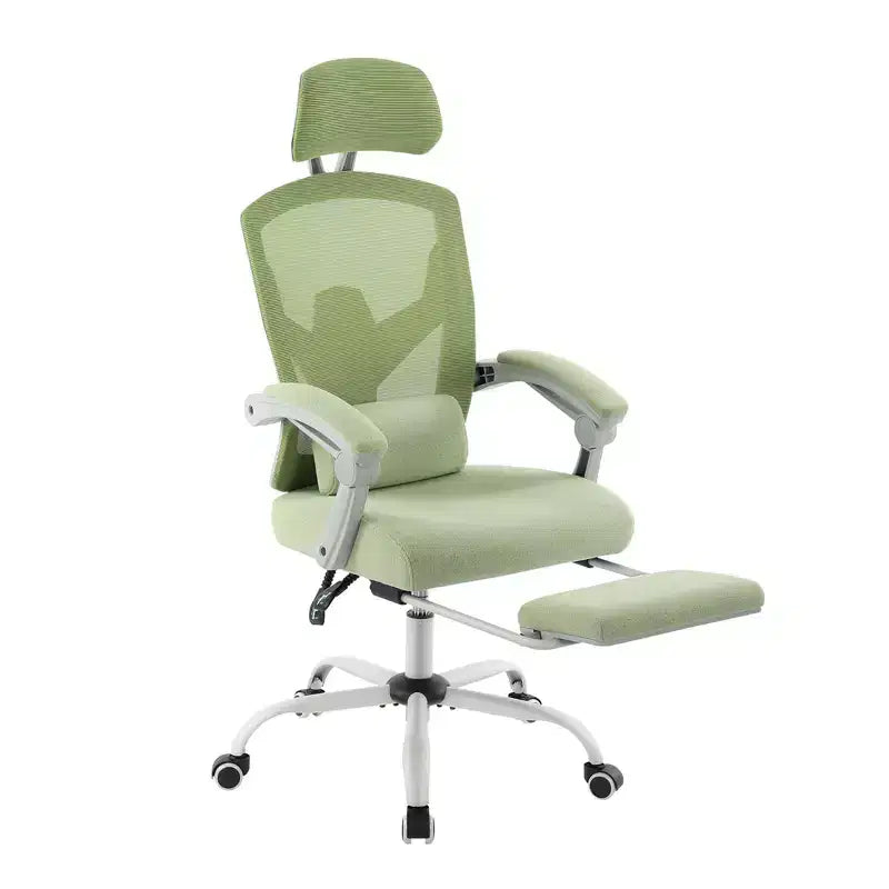TUYOHW Chaise de bureau en maille pivotante à roulettes avec repose-pieds rétractable, chaise de gamer avec coussin de soutien lombaire pour le bureau