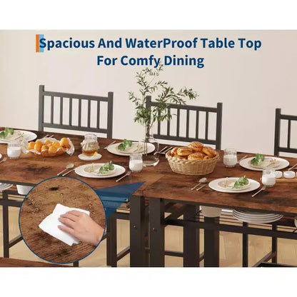 Ensemble de table à manger 4 pièces moderne avec banc de rangement et chaises, table de cuisine rectangulaire de 119 cm pour appartements – Montage facile et gain de place