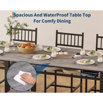 Ensemble de table à manger 4 pièces moderne avec banc de rangement et chaises, table de cuisine rectangulaire de 119 cm pour appartements – Montage facile et gain de place