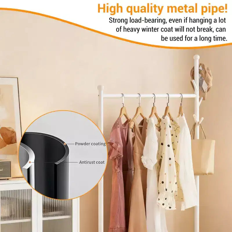 Portant à vêtements en métal pour suspendre les vêtements, Portant autoportant avec roues, Portant à roulettes pour couloir, chambre et salon