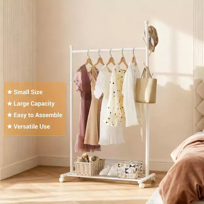 Portant à vêtements en métal pour suspendre les vêtements, Portant autoportant avec roues, Portant à roulettes pour couloir, chambre et salon