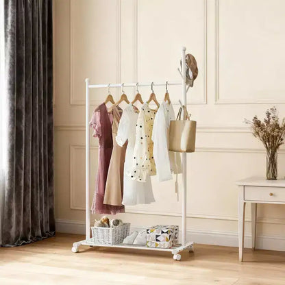 Portant à vêtements en métal pour suspendre les vêtements, Portant autoportant avec roues, Portant à roulettes pour couloir, chambre et salon