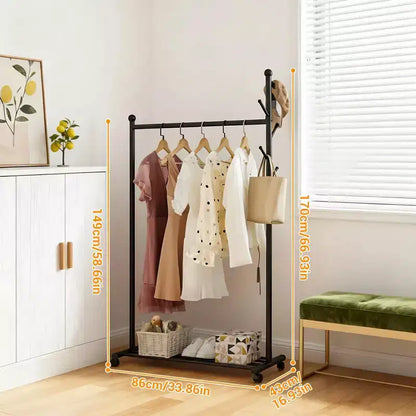 Portant à vêtements en métal pour suspendre les vêtements, Portant autoportant avec roues, Portant à roulettes pour couloir, chambre et salon