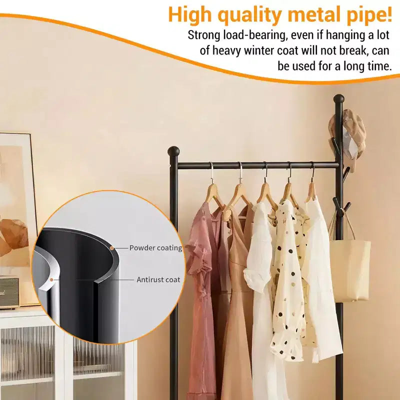 Portant à vêtements en métal pour suspendre les vêtements, Portant autoportant avec roues, Portant à roulettes pour couloir, chambre et salon