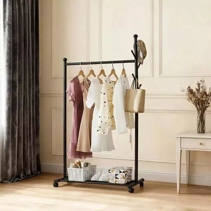 Portant à vêtements en métal pour suspendre les vêtements, Portant autoportant avec roues, Portant à roulettes pour couloir, chambre et salon