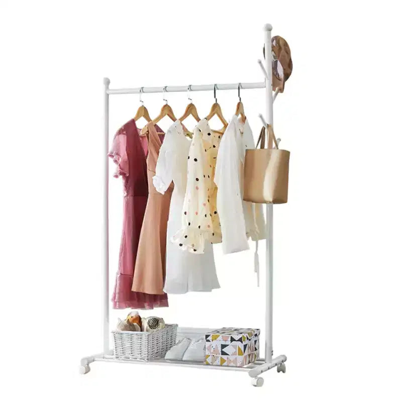 Portant à vêtements en métal pour suspendre les vêtements, Portant autoportant avec roues, Portant à roulettes pour couloir, chambre et salon