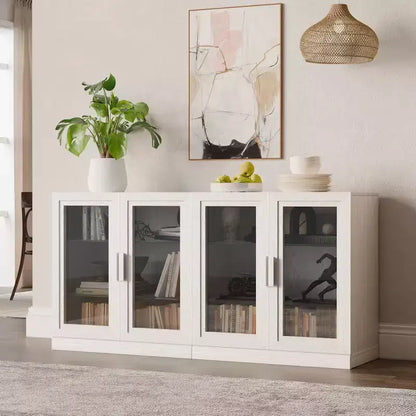 Buffet vaisselier à 3 portes vitrées avec étagères réglables - 93Lx31H