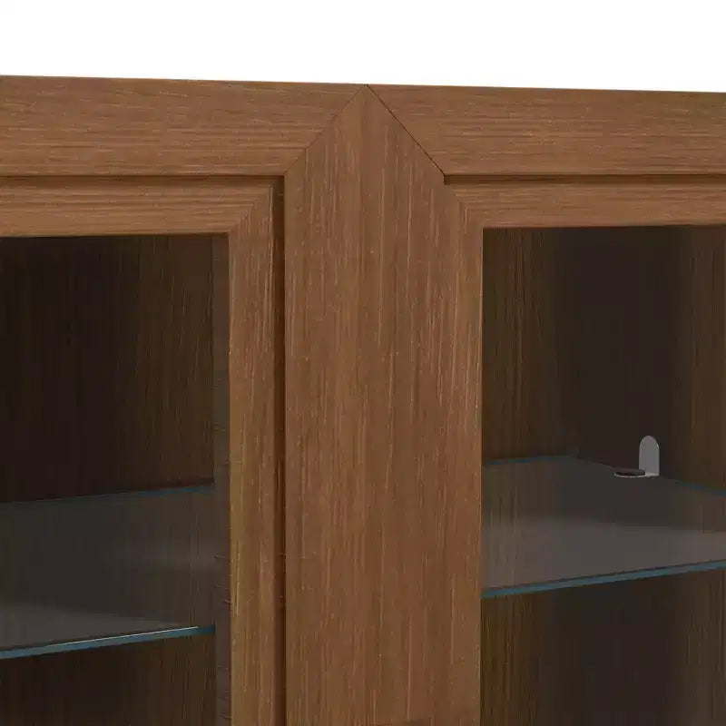 Buffet vaisselier à 3 portes vitrées avec étagères réglables - 93Lx31H