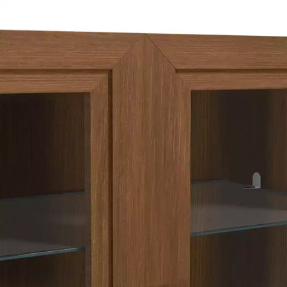 Buffet vaisselier à 3 portes vitrées avec étagères réglables - 93Lx31H