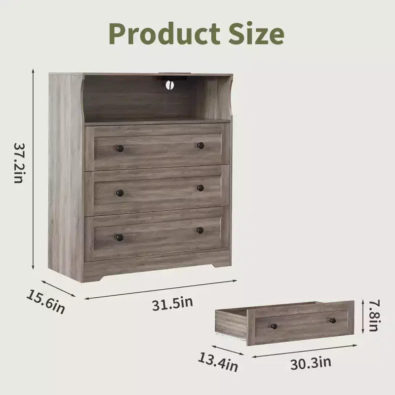 Petite commode en bois à 3 tiroirs, Commode en bois pour chambre à coucher, placard, table de chevet, Commode étroite, 39,9 P x 80 L x 94,5 H cm
