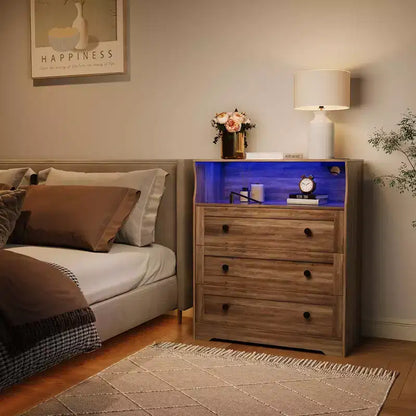 Petite commode en bois à 3 tiroirs, Commode en bois pour chambre à coucher, placard, table de chevet, Commode étroite, 39,9 P x 80 L x 94,5 H cm