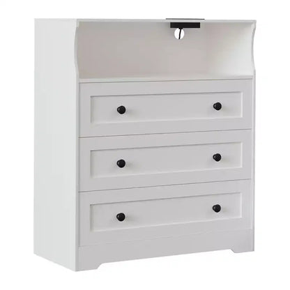 Petite commode en bois à 3 tiroirs, Commode en bois pour chambre à coucher, placard, table de chevet, Commode étroite, 39,9 P x 80 L x 94,5 H cm