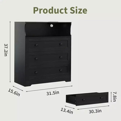 Petite commode en bois à 3 tiroirs, Commode en bois pour chambre à coucher, placard, table de chevet, Commode étroite, 39,9 P x 80 L x 94,5 H cm