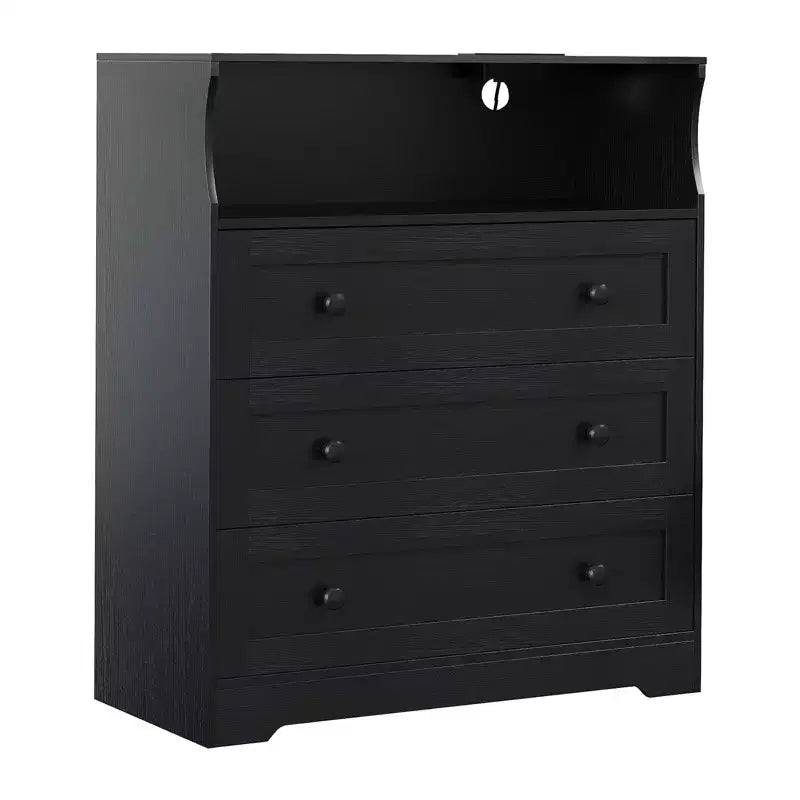 Petite commode en bois à 3 tiroirs, Commode en bois pour chambre à coucher, placard, table de chevet, Commode étroite, 39,9 P x 80 L x 94,5 H cm
