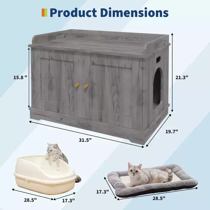 Meuble cache-litière pour chat, cache-litière 80 cm - Maison pour animaux en bois avec porte coulissante ventilée grande capacité