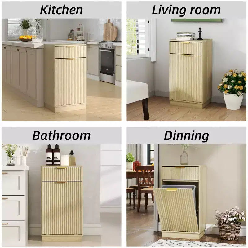 Meuble poubelle basculante Homy Casa avec bac coulissant pour cuisine, entrée ou buanderie