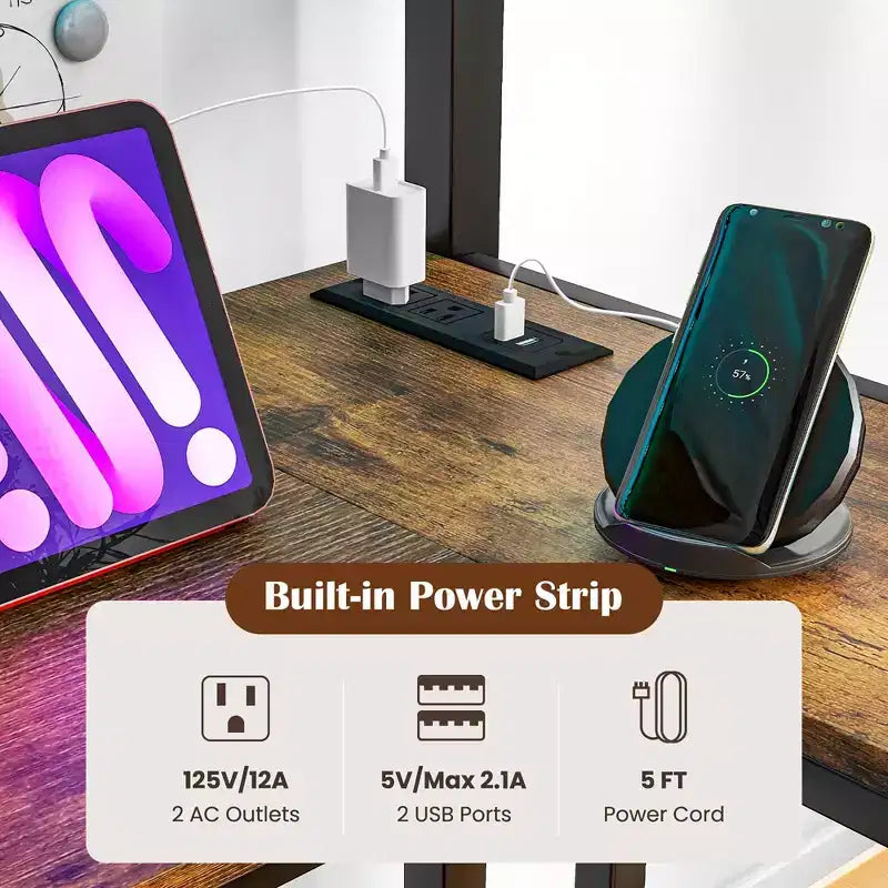 Cadre de lit double Costway avec LED, tête de lit rembourrée et 4 tiroirs avec station de charge
