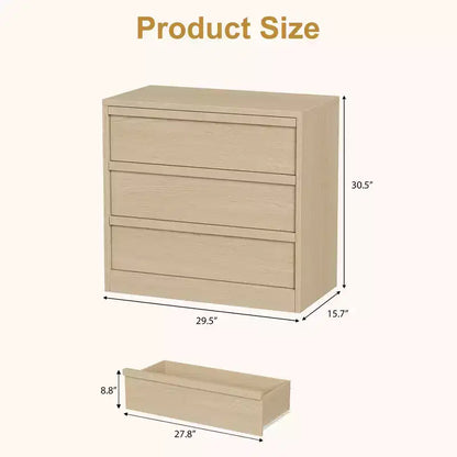 Commode à 3 tiroirs, table de chevet en chêne naturel à 3 tiroirs avec grand rangement, petite table d'appoint de chevet moderne pour salon, chambre d'enfant, entrée