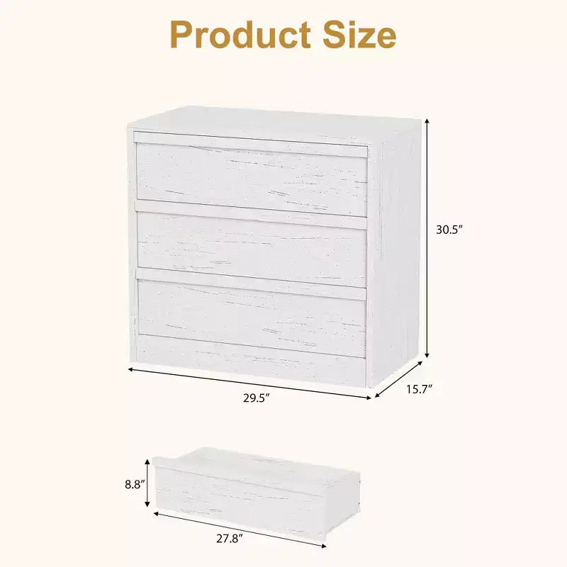 Commode à 3 tiroirs, table de chevet en chêne naturel à 3 tiroirs avec grand rangement, petite table d'appoint de chevet moderne pour salon, chambre d'enfant, entrée