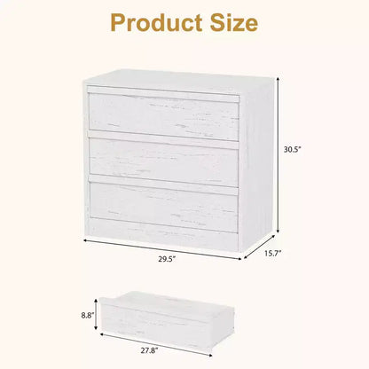 Commode à 3 tiroirs, table de chevet en chêne naturel à 3 tiroirs avec grand rangement, petite table d'appoint de chevet moderne pour salon, chambre d'enfant, entrée