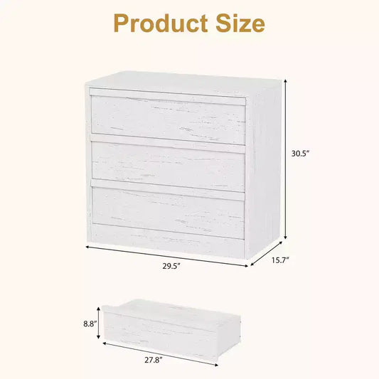 Commode à 3 tiroirs, table de chevet en chêne naturel à 3 tiroirs avec grand rangement, petite table d'appoint de chevet moderne pour salon, chambre d'enfant, entrée
