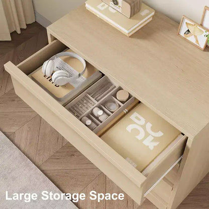 Commode à 3 tiroirs, table de chevet en chêne naturel à 3 tiroirs avec grand rangement, petite table d'appoint de chevet moderne pour salon, chambre d'enfant, entrée