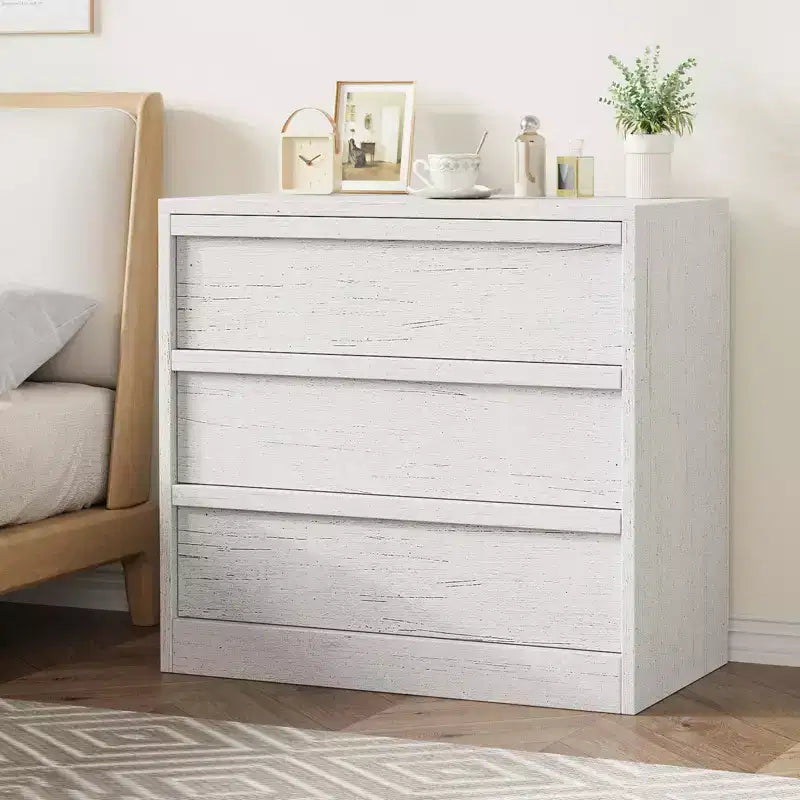 3 Drawer Dresser, Natural Oak Nightstand 3 Chest of Drawers with Large Storage, Small Modern Bedside End Table for Living Room, Nursery, Entryway