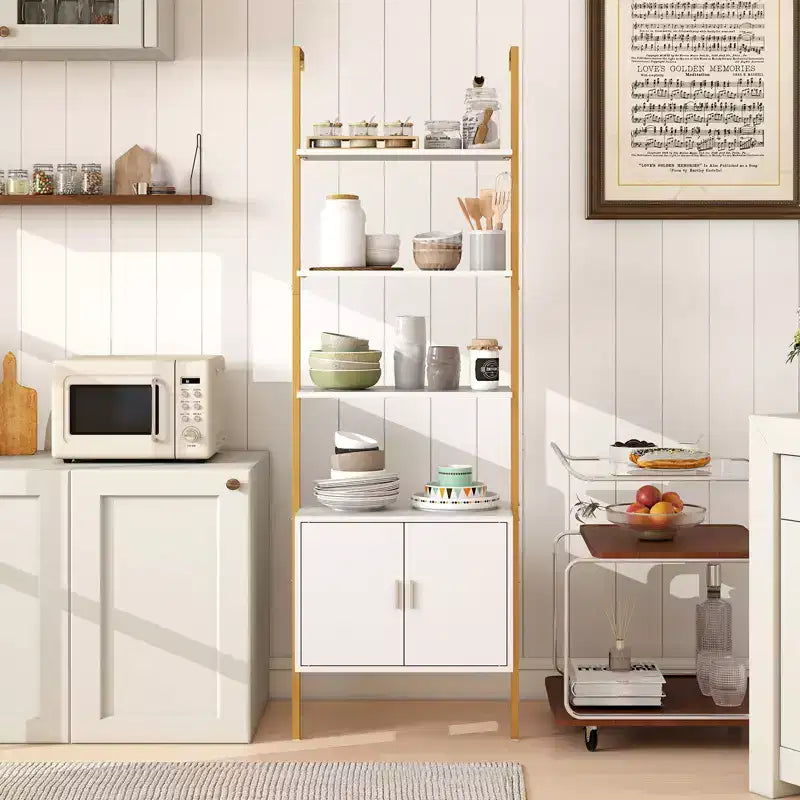 Costway Étagère Murale 5 Niveaux avec Armoire de Rangement et Fixation Murale – 184 cm de Haut