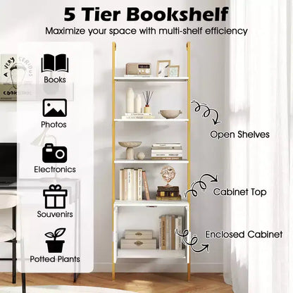 Costway Étagère Murale 5 Niveaux avec Armoire de Rangement et Fixation Murale – 184 cm de Haut
