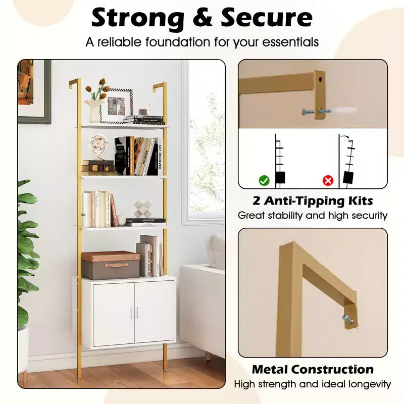 Costway Étagère Murale 5 Niveaux avec Armoire de Rangement et Fixation Murale – 184 cm de Haut