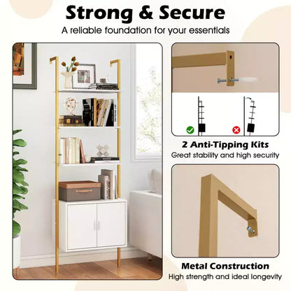 Costway Étagère Murale 5 Niveaux avec Armoire de Rangement et Fixation Murale – 184 cm de Haut