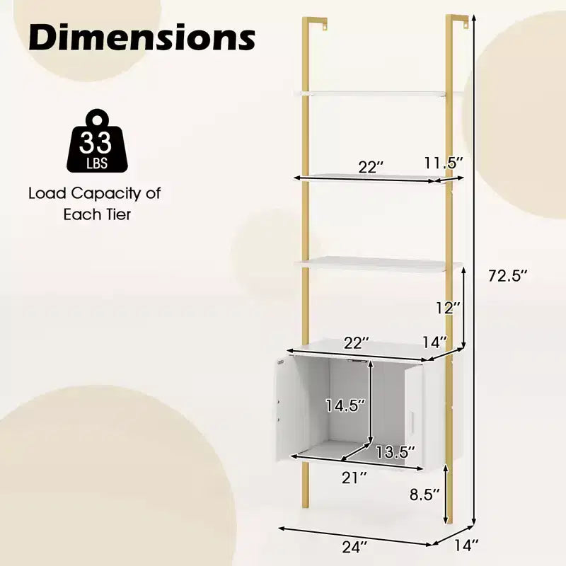 Costway Étagère Murale 5 Niveaux avec Armoire de Rangement et Fixation Murale – 184 cm de Haut