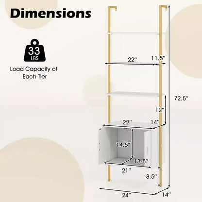 Costway Étagère Murale 5 Niveaux avec Armoire de Rangement et Fixation Murale – 184 cm de Haut