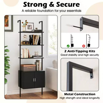 Costway Étagère Murale 5 Niveaux avec Armoire de Rangement et Fixation Murale – 184 cm de Haut