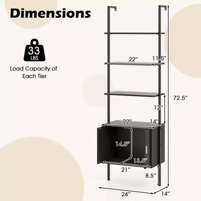 Costway Étagère Murale 5 Niveaux avec Armoire de Rangement et Fixation Murale – 184 cm de Haut