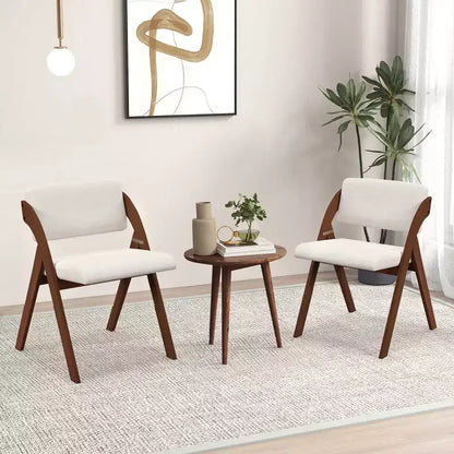 Costway Lot de 2 chaises de salle à manger pliantes de cuisine avec pieds en bois de caoutchouc et siège rembourré